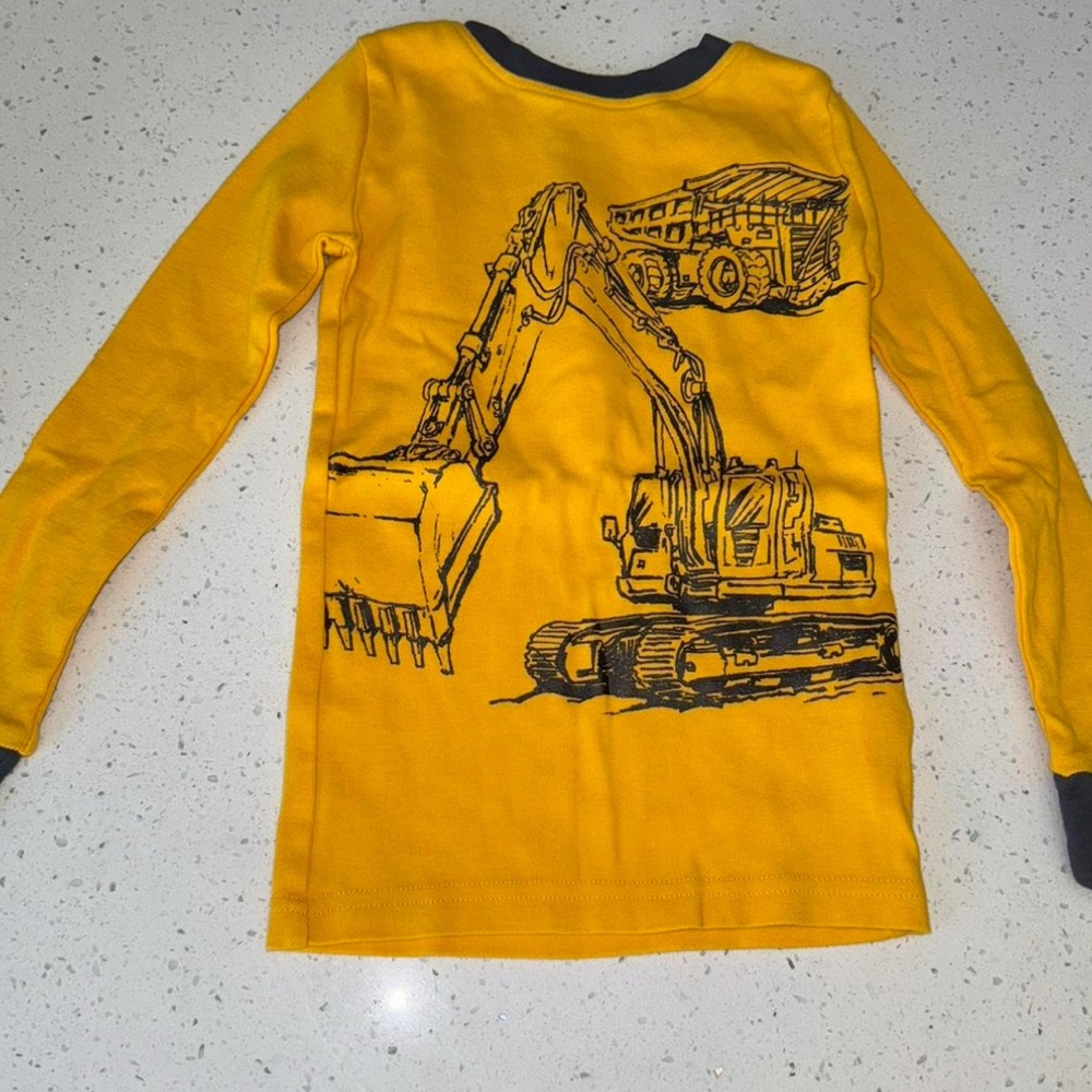 Yellow Construction Print Kids Shirt